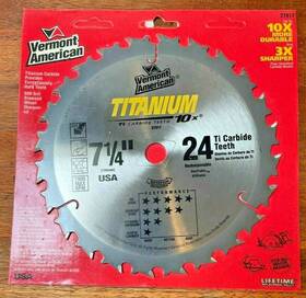 27817 Vermont American New Titanium 7-1/4 Inch 24 Ti Carbide Teeth Saw Blade