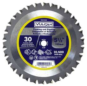 409041or Vulcan Smooth Fast Cut Circular Saw Blade 5-1/2 In Dia 30 Teeth 25/64