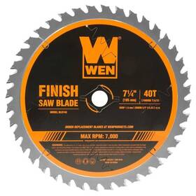 Wen 044459074014 7.25 Inch 40-tooth Carbide-tipped Professional Finish Saw Blade For Miter Saws