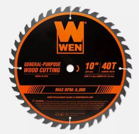 Wen 313034411408 10 Inch 40-tooth Carbide-tipped Professional Woodworking Saw Blade Miter Table Saws