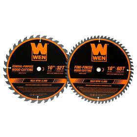 Wen 313046634635 Saw Blade 10 In Circular Cutting Carbide Tipped Woodworking Power Tool 2 Pk