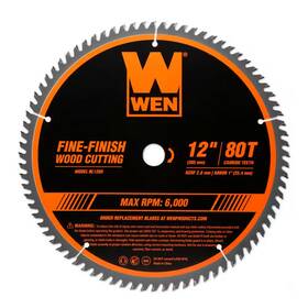 Wen 313047563514 12 Inch 80-tooth Fine-finish Professional Woodworking Saw Blade For Miter Saws An