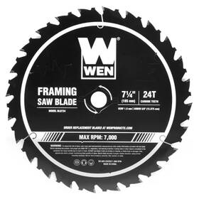 Wen 313056820868 7.25 Inch 24-tooth Carbide-tipped Professional Framing Saw Blade For Miter Saws A
