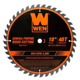 Wen 313106329334 10 Inch 40-tooth Carbide-tipped Professional Woodworking Saw Blade For Miter Saws
