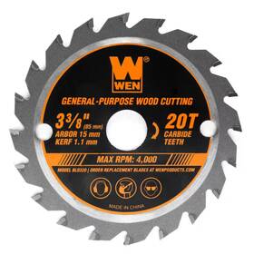 Wen 744110357578 3-3/8 Inch 20-tooth Professional Woodworking Saw Blade For Compact And Mini Circu