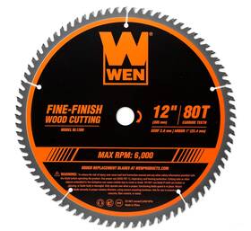 Bl1280 Wen 12-inch 80-tooth Fine-finish Professional Woodworking Saw Blade For M