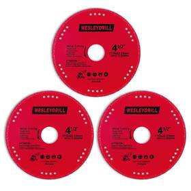 Ct041 Wesleydrill 3 Packs 4-1/2 Inch Diamond Metal Cutting Cut Off Blade Heavy Duty Multi-purpose