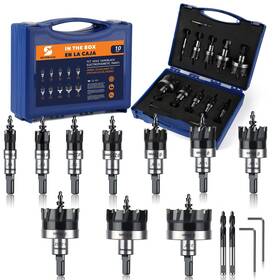 Hjkkq-005 Wildbossy 10pcs Hole Saw Set 5/8 Inch To 2-1/8 For Metal Stainless Steel Wood Fibergl