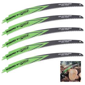 016087 Workpro 15 Inch Wood Pruning Reciprocating Saw Blades Set Arc Cutting Edge 6tpi 5pcs