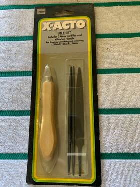 73580 X-acto File Set With Handle Flat Round Triangle Files #73580 Wood Metal New
