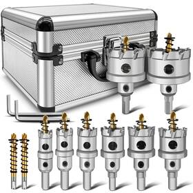 Sy-010 Zeliceka Tct Carbide Hole Saw Kit For Hard Metal 12 Pcs Heavy Duty Tungsten C