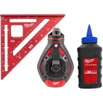 100 Ft. Bold Line Chalk Reel Kit With Blue And 7 In. Rafter Square. Fixed Price $35.36.