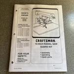 Craftsman 10-INCH Radial Saw Owner's Operators Manual. Model 509398 509399. Fixed Price $15.00.
