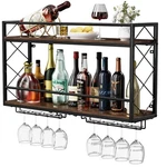 Wine Rack Wall Mounted 2 Tier With Glass Holder, Double Layer .... Fixed Price $74.10.
