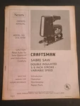 Sears Craftsman Sabre Saw Owners Manual 315.10700. Fixed Price $15.00.