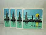 Set Of 4 Chicago Night Skyline 6X6 Ceramic Incepa Tiles Made Brazile. Fixed Price $29.99.