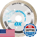 Ox Cuts All Tiles 4.5 Diamond Blade Continuous Rim - Chip Cutting Long Lasting. Fixed Price $29.07.