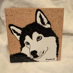 Siberian Husky Dog - Hand Painted Tile By Pumpkin 6". Fixed Price $44.88.