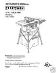 Sears Craftsman Table Saw Manual Model # 315.218050. Fixed Price $12.50.