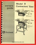Rockwell Model 9 Contractors' Table Saw Owner Operator's & Parts Manual 0613. Fixed Price $20.00.
