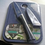 Modern Chef 3.5" Paring Knife & Cutting Board Piece Set Gray New. Fixed Price $9.50.