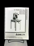 Delta 12" Radial Arm Saw 33-890 33-891 33-892 Instruction Manual Spiral Bound. Fixed Price $16.00.
