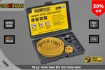 16 Pc Hole Saw Bit Kit Wood Sheet Metal Plastic Crownman. Fixed Price $27.99.