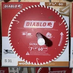 Diablo D0760A 7-1/4" X Tooth Ultra Finish Saw Blade. Fixed Price $22.00.
