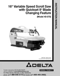 Delta 16" Scroll Saw 40-570 Instruction Manual User Guide Spiral Bound. Fixed Price $16.95.