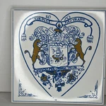 & 1670 Ceramic Decorative Tile Bluewhitegold Coat Of Arms Made In England. Fixed Price $95.79.