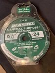 Masterforce General 252-6664 10 1/2 24 Tooth Titanium Carbide Tip Saw Blade. Fixed Price $15.00.