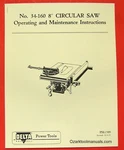 Delta-rockwell 8" Tilting Table Saw 34-160 & 860 Operator Part Manual 0249. Fixed Price $12.50.