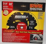 Irwin Marathon 14130 7-1/4" 24 Tooth Portable Corded Circular Saw Blades. Fixed Price $10.95.