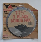Vermont American 5/8" Round Arbor 7-71/4" Circular Saw Blades 3 Bonus Pak. Fixed Price $8.99.