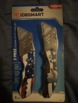 2-PIECE Folding Utility Knife Set With American Flag Handle. Fixed Price $16.99.