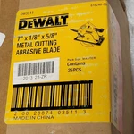 Dewalt DW3511: 7" X 1/8" 5/8" Hp Metal Cutting Abrasive Saw Blade (qty 25). Fixed Price $49.99.