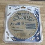 Tenryu Steel-pro Gold 7-1/4" 48T Carbide Circular Saw Blade Mild. Fixed Price $28.00.