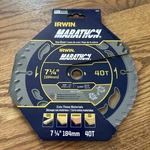 New! Irwin Marathon 14031/24031 7 " X 40T Trim/finish Carbide Circular Saw Blade. Fixed Price $12.71.