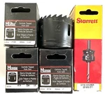 Morse 4 Pc Lot Carbide Tipped Hole Saws 7/8 To 2-1/2" And Starrett XA10 Arbor Us. Fixed Price $69.99.