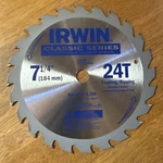 Irwin Circular Saw Blade 7 1/4" 24T Carbide Tip Classic Series Vintage 2006 New. Fixed Price $26.49.