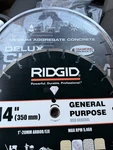 Lot Of 2 Diamond Concrete Saw Blades 14 Ridgid & H8D Core Cut Masonry. Fixed Price $100.00.