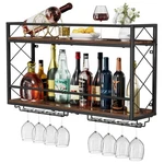 Neycil Wine Rack Wall Mounted 2 Tier 31.5" X 16.93" H 7.87" D, Brown. Fixed Price $87.96.