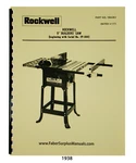 Rockwell Delta Deluxe 9" Builder Table Saw Instruction & Parts List Manual #1938. Fixed Price $17.50.
