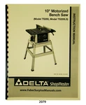 Delta 10" Motorized Bench Saw TS200,TS200LS Instruction, Parts List Manual #2079. Fixed Price $17.50.