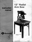 Delta Rockwell No. 33-890 & 33-893 12" Radial Arm Saw Instructions. Fixed Price $20.24.