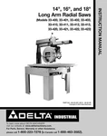 Delta 33-400(SEE Picture) 14" 16" 18" Long Arm Radial Saws Instructions. Fixed Price $19.99.