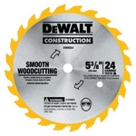 Dewalt DW9054 5-3/8" X 24 Tooth Smooth Woodcutting Carbide Saw Blade. Fixed Price $17.05.