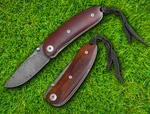 Lionsteel Mini Linerlock Folding Knife 2.25" Damascus Blade Wood Handle. Fixed Price $213.19.