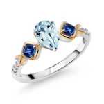 0.96 Ct Aquamarine Created Sapphire 925 Silver And 10K Yellow Gold Ring. Fixed Price $149.99.