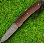 Lionsteel Opera Folding Knife 2.75" Damascus Blade Santos Wood Handle. Fixed Price $231.89.